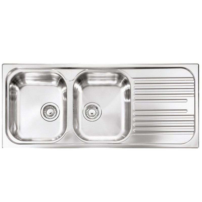  Plados Telma TL11621 Universal Lavello cm. 116 x 50 - inox 2 vasche sx + Gocciolatoio dx