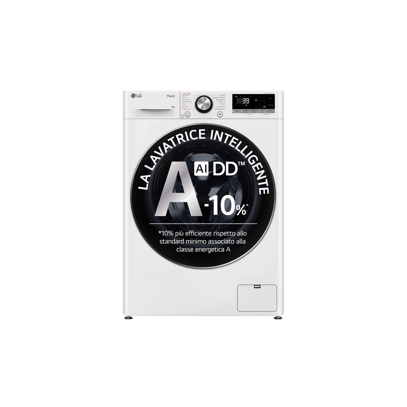 LGE LG F2R7S09TSWC Lavatrice 9 kg Centrifuga 1200 Giri Vapore Inverter AI DD TurboWash Wi-Fi Classe A-10%