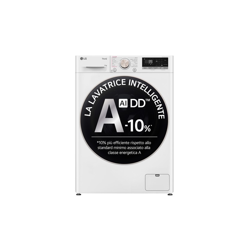 LG LG F4R7011TSWG Lavatrice 11kg AI DD Classe A-10% 1400 Giri TurboWash Inverter Funzione Vapore