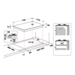 WHIR Whirlpool TGML 761 IX R Piano cottura a gas da Incasso 5 fuochi da 75 cm