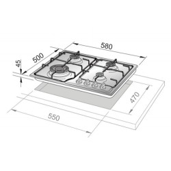 DELO De’Longhi ROF 46 PRO Piano Cottura Rame Da incasso 60 cm Gas 4 Fornello(i)