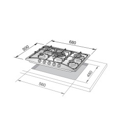 DELO De’Longhi ROF 57 PRO Piano Cottura Da incasso Gas 5 Fornello colore Rame 70 Cm