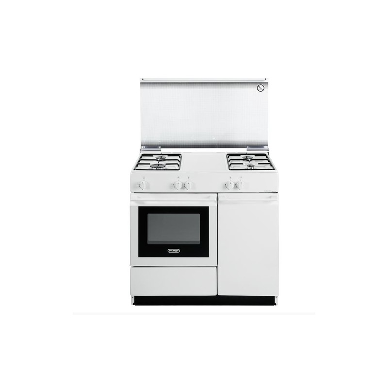 DELO De Longhi SGW 854 N Cucina a Gas 86x50 Cm 4 Fuochi con Coperchio Forno a Gas Portabombole colore Bianca