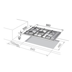 DELO De’Longhi IL 59 PRO ND Piano Cottura Acciaio inossidabile Da incasso 86 cm Gas 5 Fornello(i)