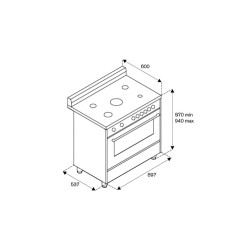 LAGE Bertazzoni La Germania Americana AMN9P5GXV Cucina a Gas Piano Cottura 5 Fuochi a Gas Forno a Gas Classe A+ Portabombole Ino