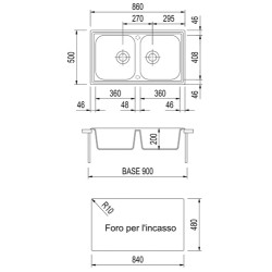 PLAD Plados PL0862-98 Atlantic Lavello montato su piano Rettangolare Microultragranit