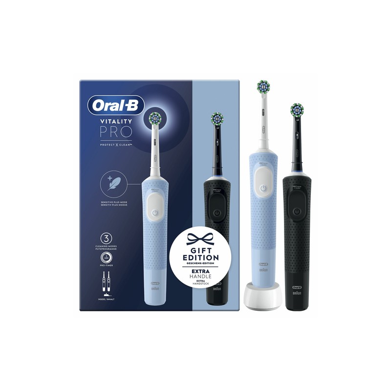 Oral-B Oral-B Vitality Pro Duo Adulto Spazzolino rotante-oscillante Nero, Blu, Bianco