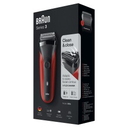 BRAU Braun Series 3 300s Foil Shaver Trimmer Rasoio elettrico da barba Rosso