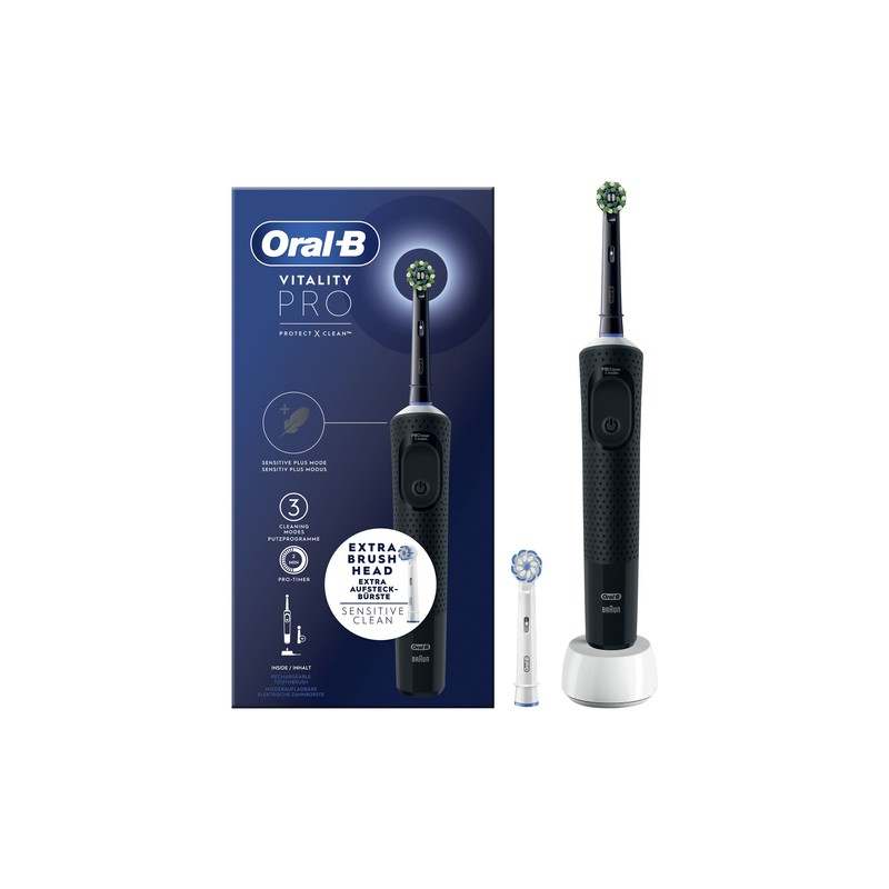 ORAL Oral-B Vitality Spazzolino Elettrico Ricaricabile Pro Nero 2 testine