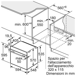 BOSC Bosch HRA314BR0 Forno Elettrico Multifunzione da Incasso 71 L Vapore 8 Programmi Classe A