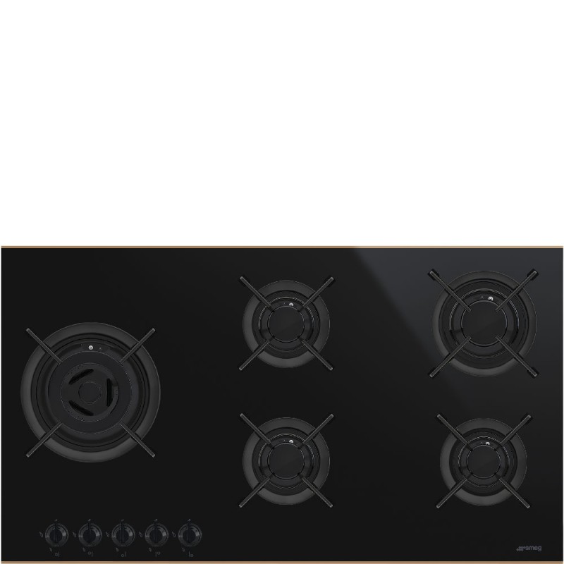  SMEG Piano Cottura PV395LCN a Gas 5 Fuochi Gas Colore Nero