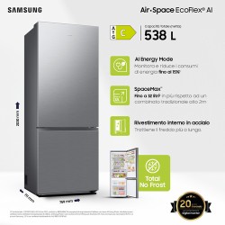 Samsung RB53DG706CS9 Frigorifero Combinato 538 L No Frost Classe C Inox