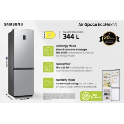 Samsung RB34C672DSA Frigorifero Combinato EcoFlex 344 L No Frost Inverter Classe D Inox